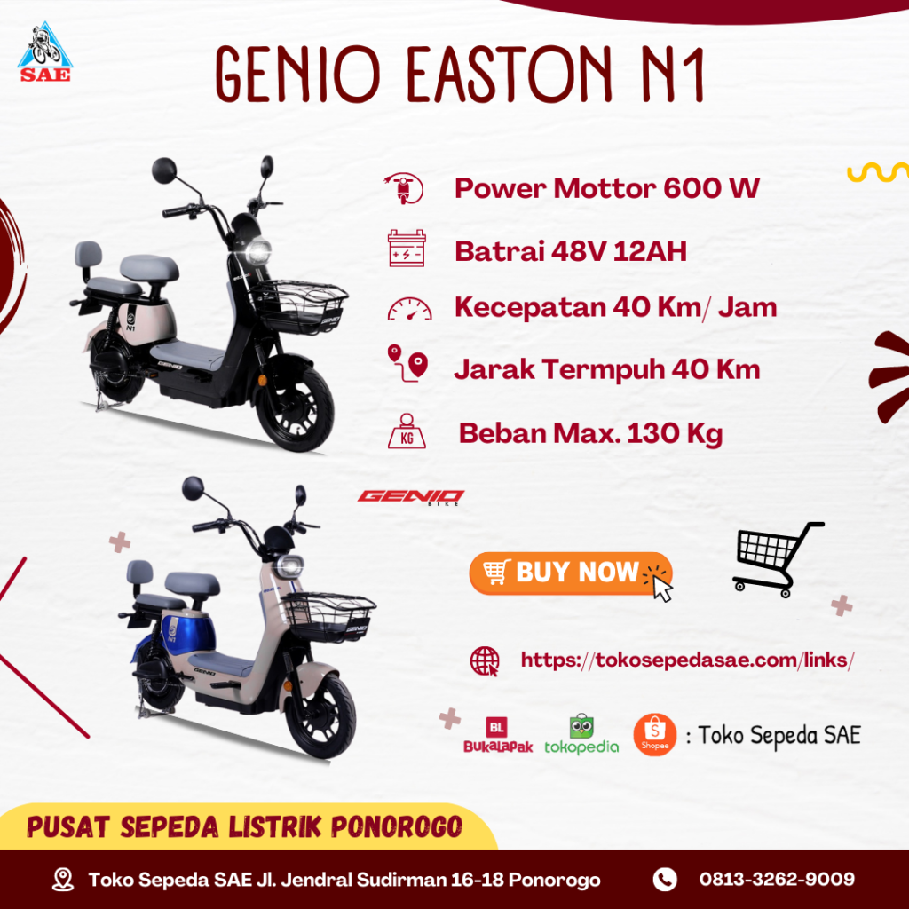 Sepeda Listrik Genio Easton N Toko Sepeda Sae